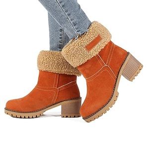 Orange Suede Winter Boots